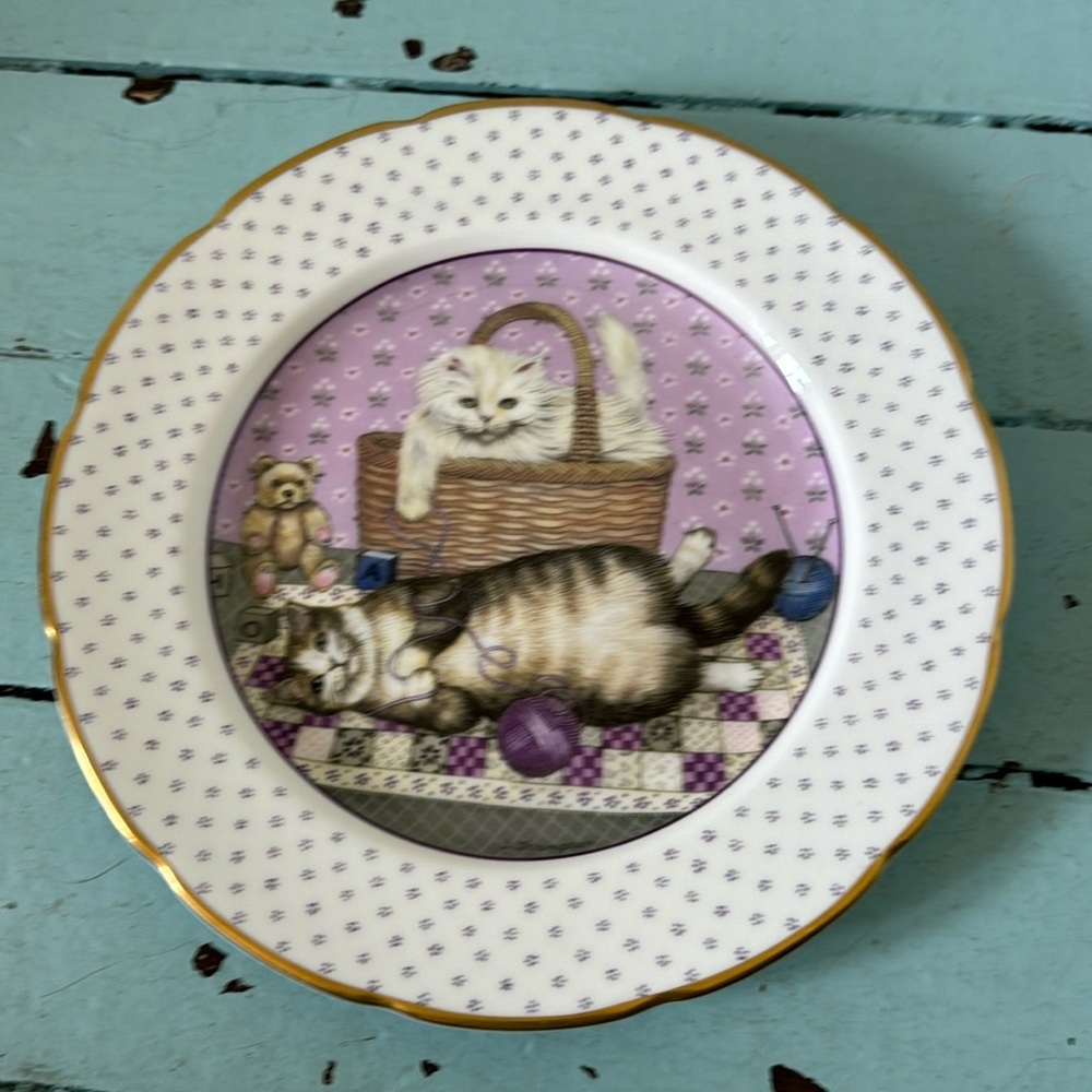 Wedgwood Spink Collectors Plate Janice Thompson' Cats Happy Hour 1982